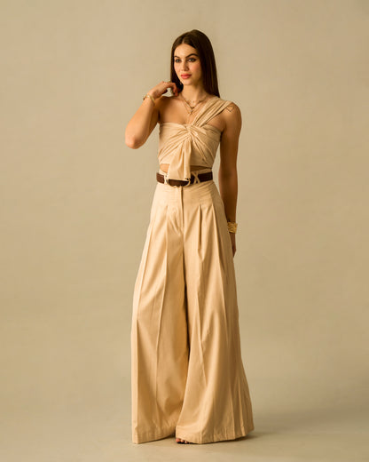 Golden Embrace One Shoulder Top